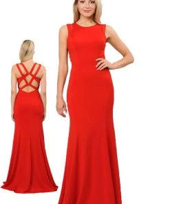 Long Formal Dress With Back Cut Outs By Poly USA 8232 16 Long Formal Dress With Back Cut Outs By Poly USA 8232