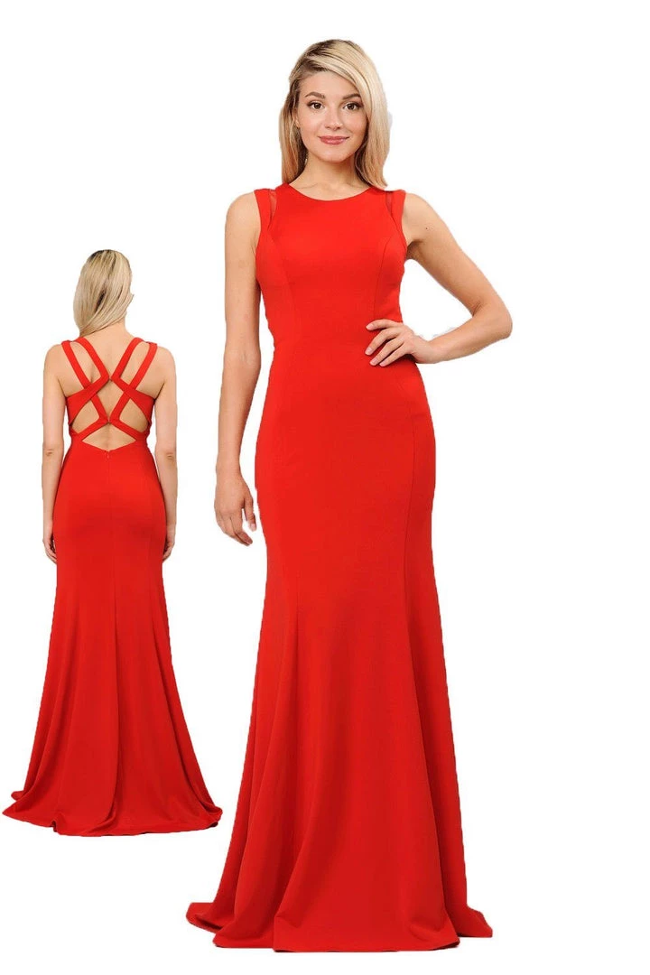 Long Formal Dress With Back Cut Outs By Poly USA 8232 6 Long Formal Dress With Back Cut Outs By Poly USA 8232
