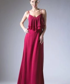 Long Chiffon Flounce Dress By Cinderella Divine CH537 Prom
