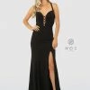 Prom Long Front Lace-Up Dress With Leg Slit By Nox Anabel M133