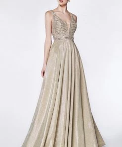 Prom Beaded Long Glitter Dress By Cinderella Divine KC879