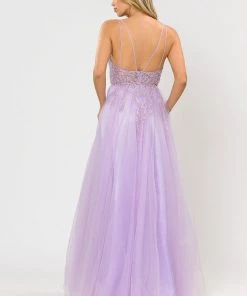 Prom Long Glitter Dress With Embellished Bodice By Poly USA 8718