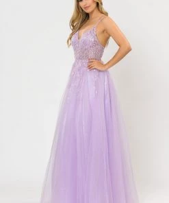 Prom Long Glitter Dress With Embellished Bodice By Poly USA 8718