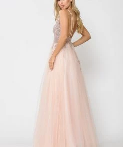 Prom Long Glitter Dress With Embellished Bodice By Poly USA 8718
