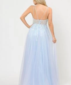 Prom Long Glitter Dress With Embellished Bodice By Poly USA 8718