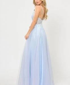 Prom Long Glitter Dress With Embellished Bodice By Poly USA 8718
