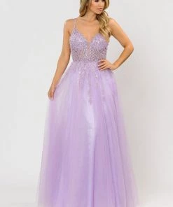 Prom Long Glitter Dress With Embellished Bodice By Poly USA 8718