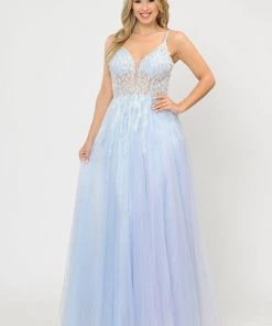 Prom Long Glitter Dress With Embellished Bodice By Poly USA 8718