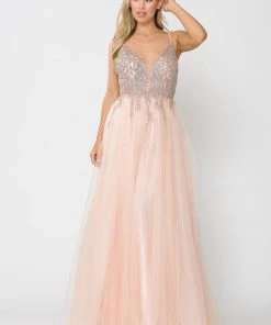 Prom Long Glitter Dress With Embellished Bodice By Poly USA 8718