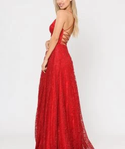 Long Glitter Lace Dress With Corset Back By Poly USA 8592 25 Long Glitter Lace Dress With Corset Back By Poly USA 8592