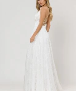 Long Glitter Lace Dress With Corset Back By Poly USA 8592 33 Long Glitter Lace Dress With Corset Back By Poly USA 8592