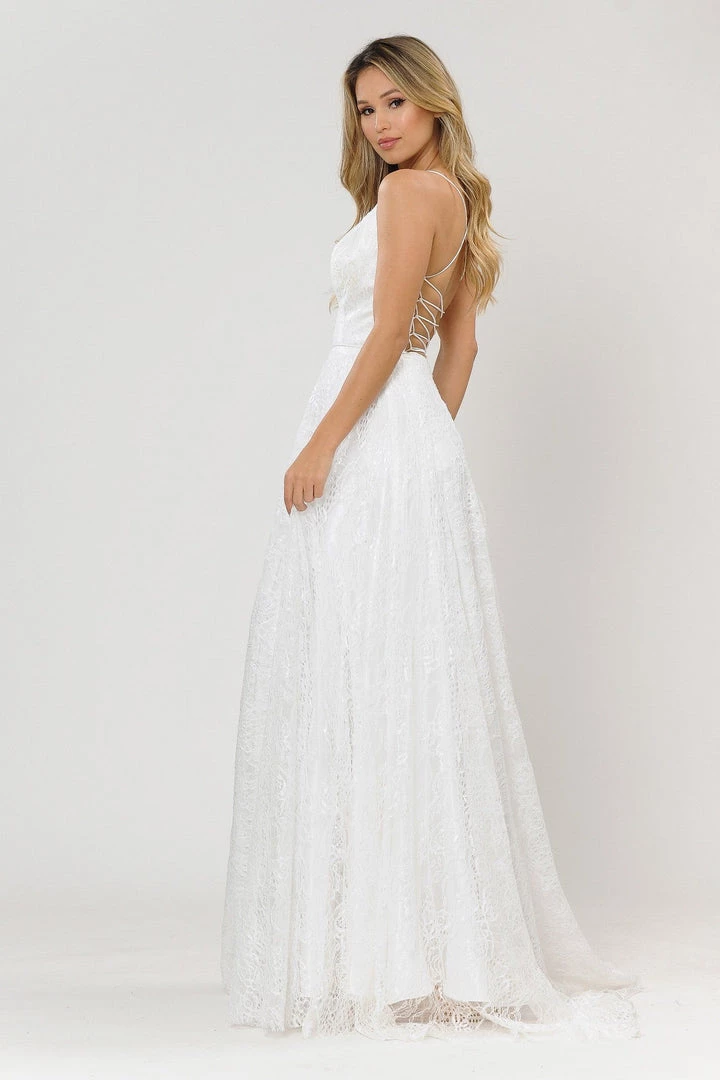 Long Glitter Lace Dress With Corset Back By Poly USA 8592 17 Long Glitter Lace Dress With Corset Back By Poly USA 8592