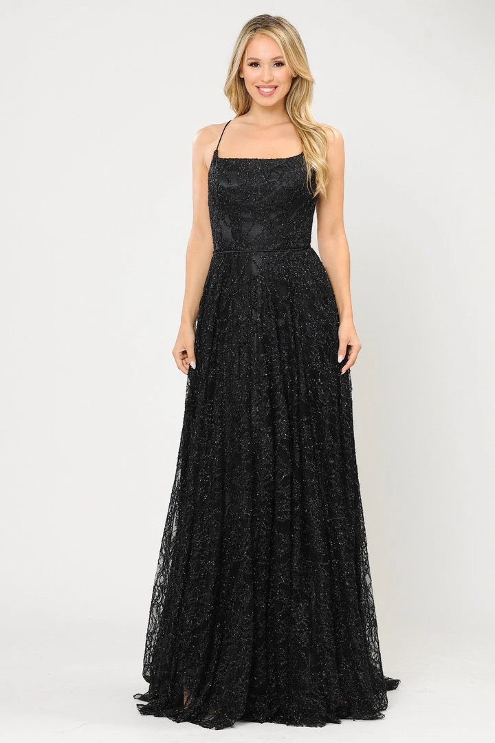 Long Glitter Lace Dress With Corset Back By Poly USA 8592 11 Long Glitter Lace Dress With Corset Back By Poly USA 8592