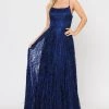 Long Glitter Lace Dress With Corset Back By Poly USA 8592