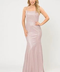 Long Glitter Mermaid Dress With Open Back By Poly USA 8666