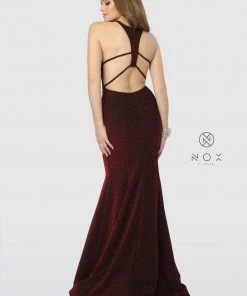Prom Long Glitter Mermaid Dress With Strappy Back By Nox Anabel C208
