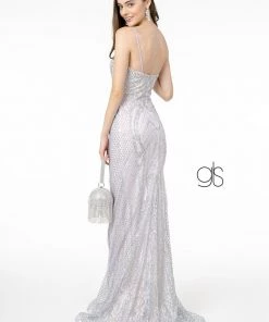 Long Glitter Mesh Mermaid Dress By Elizabeth K GL2936 Prom