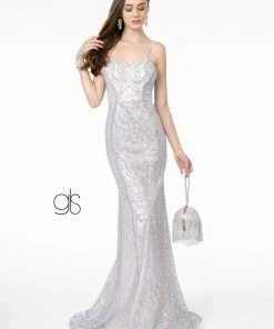 Long Glitter Mesh Mermaid Dress By Elizabeth K GL2936 Prom