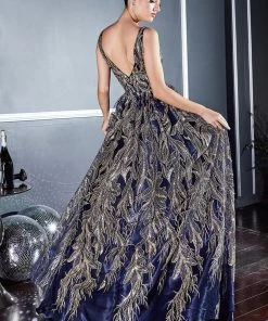 Prom Long Glitter Print Dress By Cinderella Divine J812