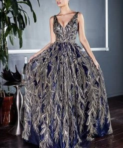 Prom Long Glitter Print Dress By Cinderella Divine J812