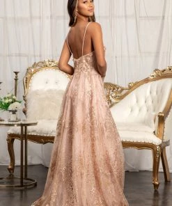 Long Glitter Print Dress By Elizabeth K GL3031 Prom
