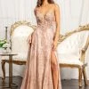 Long Glitter Print Dress By Elizabeth K GL3031 Prom