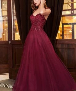 Long Glitter Tulle Dress By Cinderella Divine CD0178 Prom