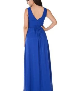 Long Gray V-Neck Dress With Bolero Jacket By Poly USA