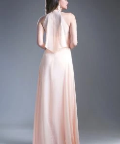 Long Halter Flounce Dress Cinderella Divine 13031 Prom