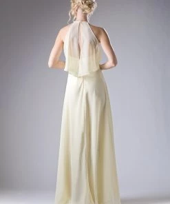 Long Halter Flounce Dress Cinderella Divine 13031 Prom