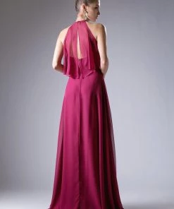 Long Halter Flounce Dress Cinderella Divine 13031 Prom