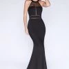 Long Halter Dress With Illusion Cutouts By Cinderella Divine CF088