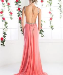 Prom Long Halter Dress With Slit By Cinderella Divine KD019