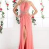 Prom Long Halter Dress With Slit By Cinderella Divine KD019
