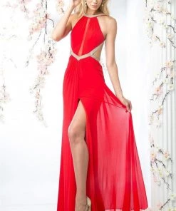 Prom Long Halter Dress With Slit By Cinderella Divine KD019