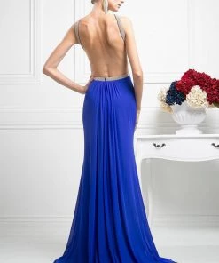 Prom Long Halter Dress With Slit By Cinderella Divine KD019