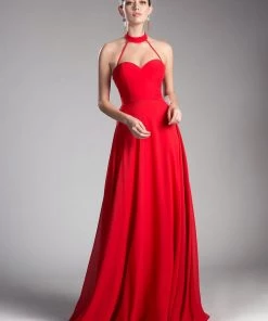 Long Halter Collar Dress By Cinderella Divine CF291