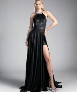 Prom Long A-line Halter Dress By Cinderella Divine CE0008 16 Prom Long A-line Halter Dress By Cinderella Divine CE0008