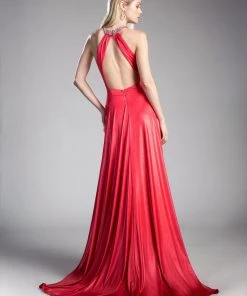 Prom Long A-line Halter Dress By Cinderella Divine CE0008