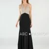 Long Halter V-Neck Dress With Beaded Bodice By Poly USA 8276
