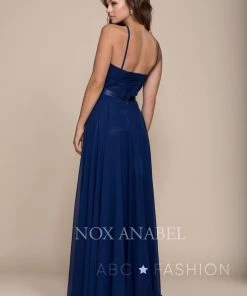 Prom Long High-Neck Chiffon Dress With Corset Back By Nox Anabel Y102
