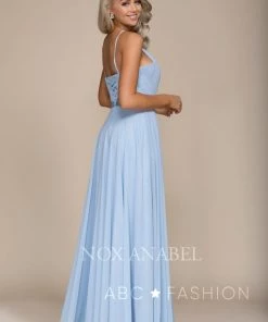 Prom Long High-Neck Chiffon Dress With Corset Back By Nox Anabel Y102