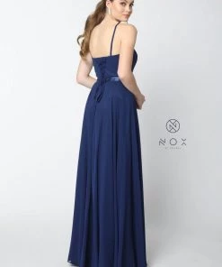 Prom Long High-Neck Chiffon Dress With Corset Back By Nox Anabel Y102