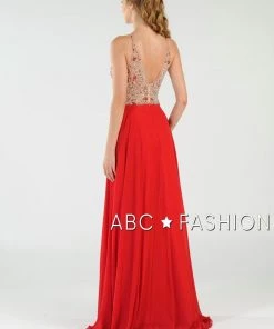 Long High Neck Dress With Beaded Illusion Bodice By Poly USA 7826 13 Long High Neck Dress With Beaded Illusion Bodice By Poly USA 7826