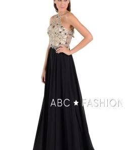 Long High Neck Dress With Beaded Illusion Bodice By Poly USA 7826 18 Long High Neck Dress With Beaded Illusion Bodice By Poly USA 7826