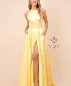 Long High-Neck Dress With Corset Open Back By Nox Anabel C209