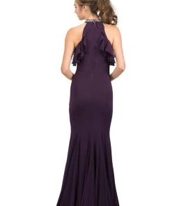 Starbox Prom Long High Neck Dress With Ruffled Top By Star Box 17317