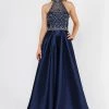 Prom Long High-Neck Illusion Dress With Beaded Bodice By Poly USA 8344 1 Prom Long High-Neck Illusion Dress With Beaded Bodice By Poly USA 8344