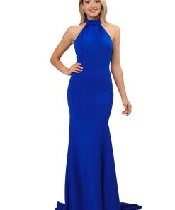 Prom Long High-Neck Mermaid Dress With Train By Poly USA 8252