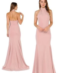 Prom Long High-Neck Mermaid Dress With Train By Poly USA 8252